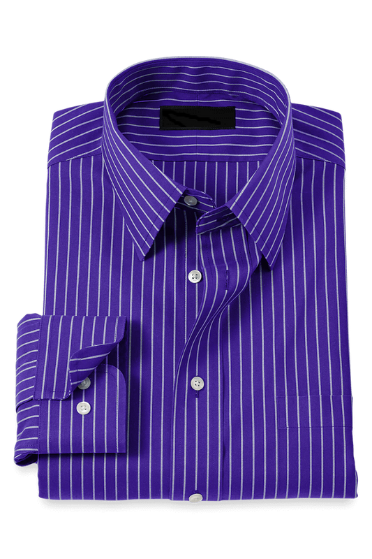 Bügelfreies, violettes Stretch-Hemd mit Streifen 