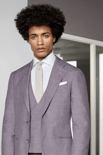 Purple Wool Single Breasted 3-Piece Suit