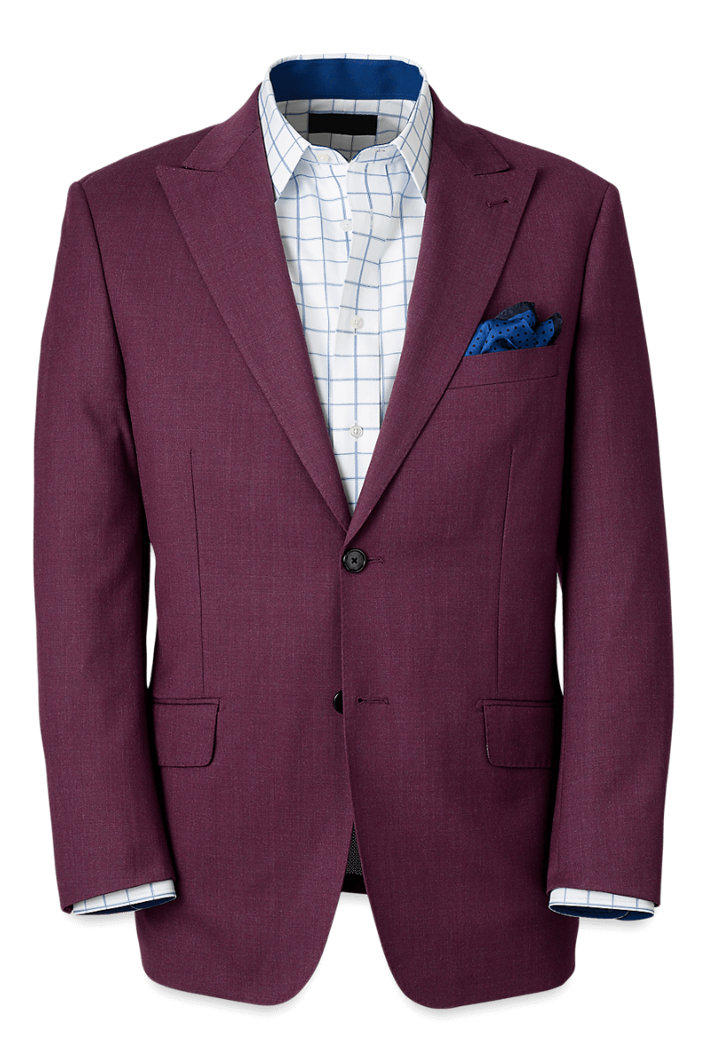 Purple Wool Stretch Peak Lapel Suit Jacket