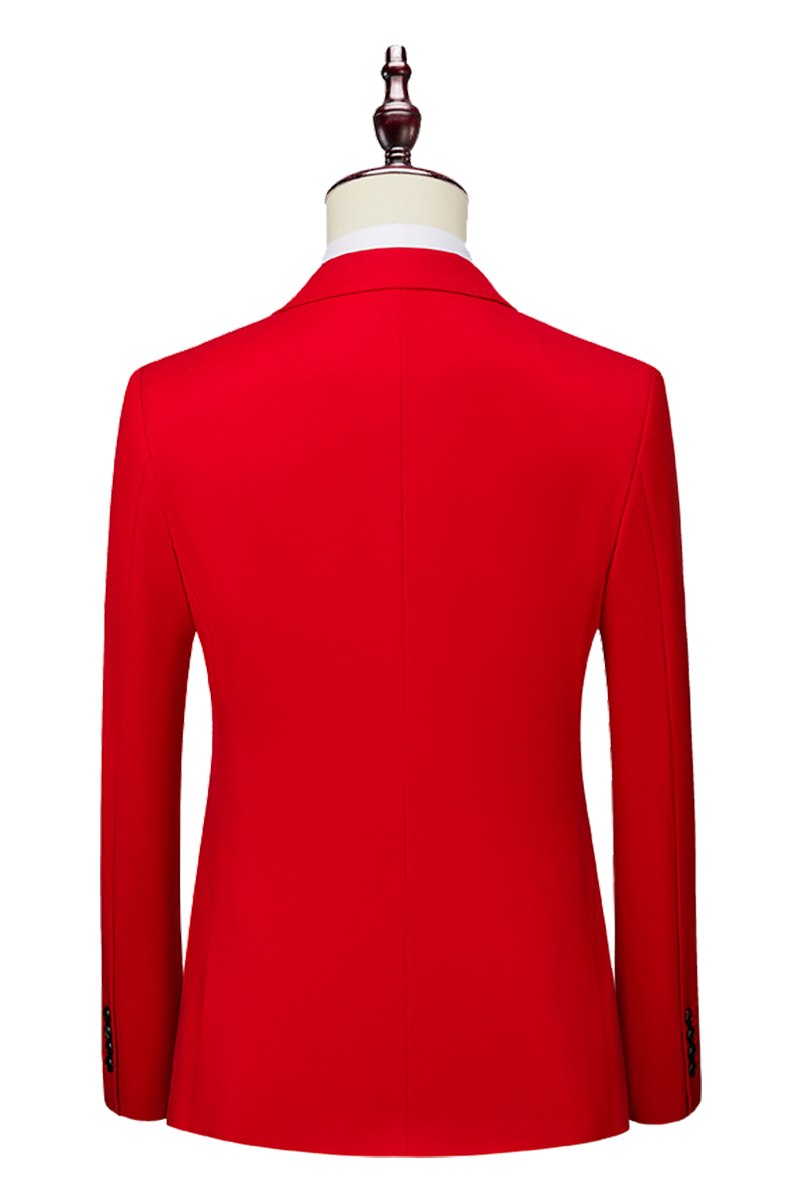 Red 2-Button Flexible Waistband Modern Fit Suit