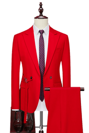 Red 2-Button Flexible Waistband Modern Fit Suit