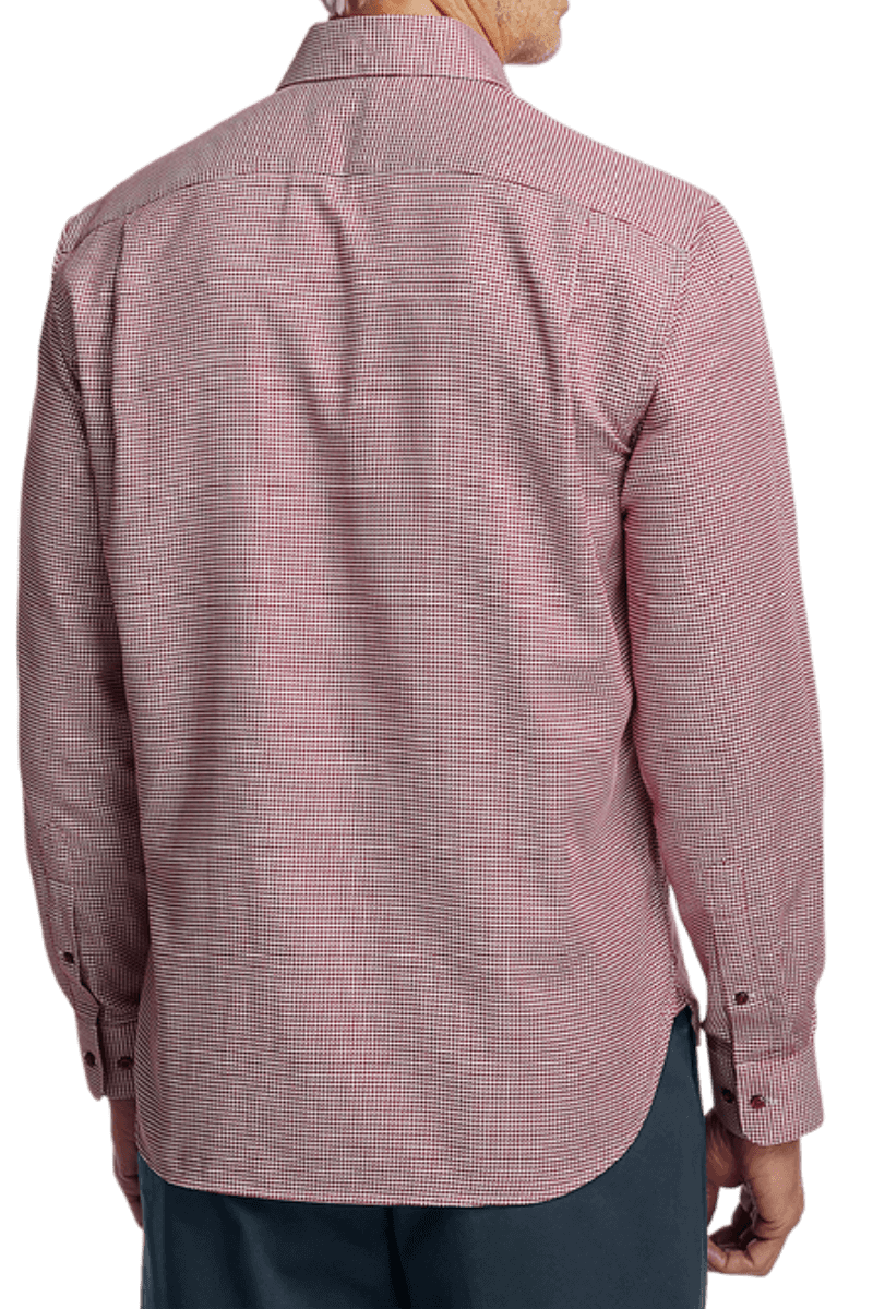 Red Cotton Houndstooth Casual Shirt