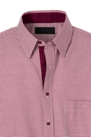 Red Cotton Houndstooth Casual Shirt