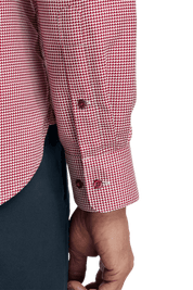 Red Cotton Houndstooth Casual Shirt