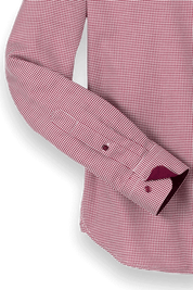 Red Cotton Houndstooth Casual Shirt