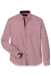 Red Cotton Houndstooth Casual Shirt