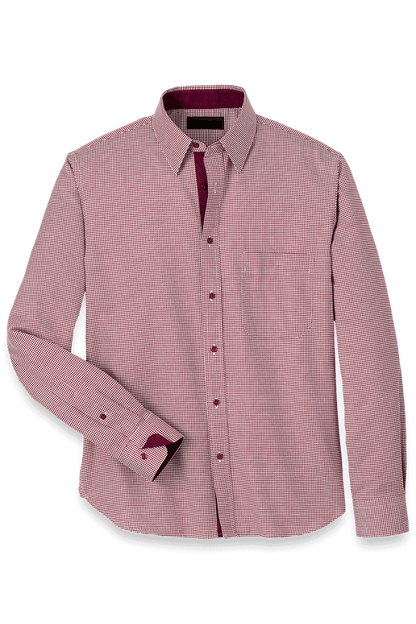 Red Cotton Houndstooth Casual Shirt