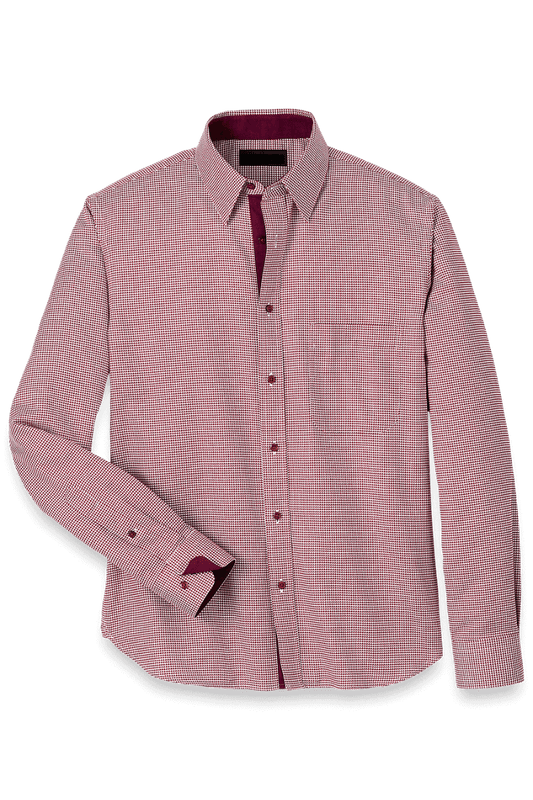 Red Cotton Houndstooth Casual Shirt