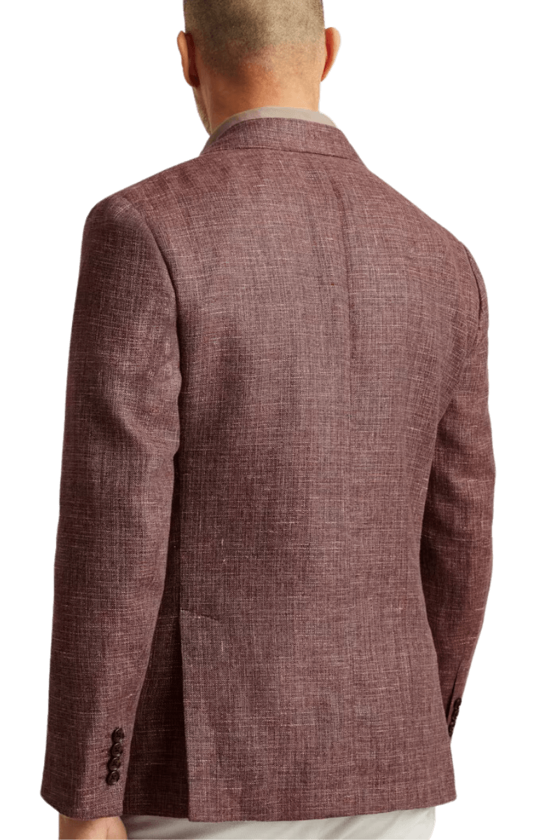 Red Linen Notch Lapel Single Breasted Jacket