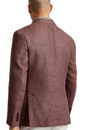 Red Linen Notch Lapel Single Breasted Jacket