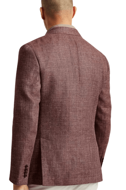 Veste à simple boutonnage en lin rouge à revers crantés 