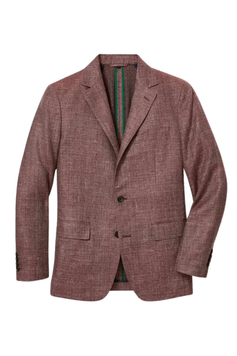 Red Linen Notch Lapel Single Breasted Jacket