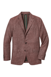 Red Linen Notch Lapel Single Breasted Jacket