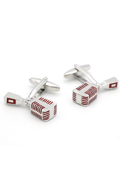 Red Microphone Cufflinks In Sterling Silver