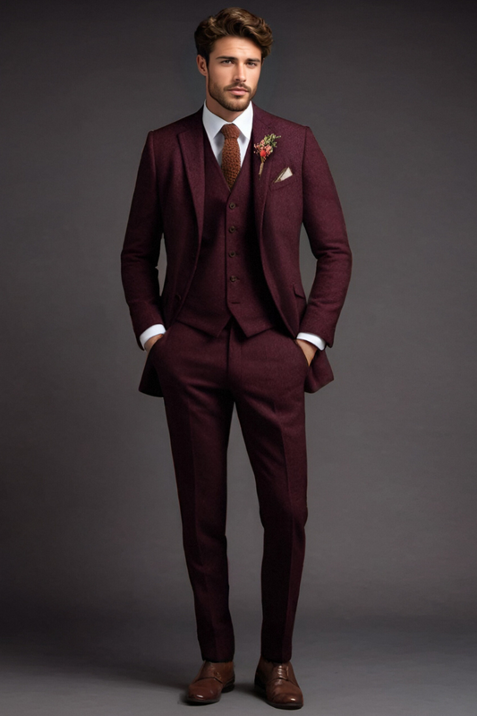 Red Tweed 3-Piece Suit