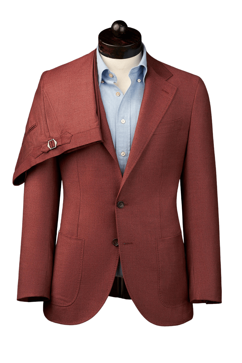 Red Twill 2-Button Suit