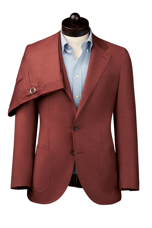 Red Twill 2-Button Suit