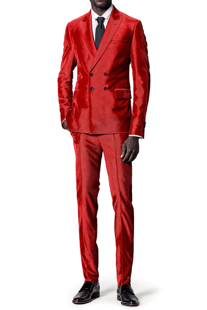 Red Velvet Double Breasted Suit