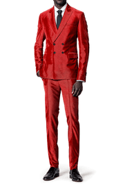 Red Velvet Double Breasted Suit