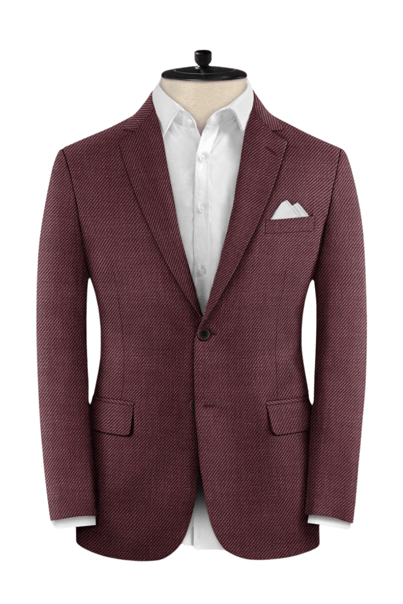 Red Wool Silk Linen Suit