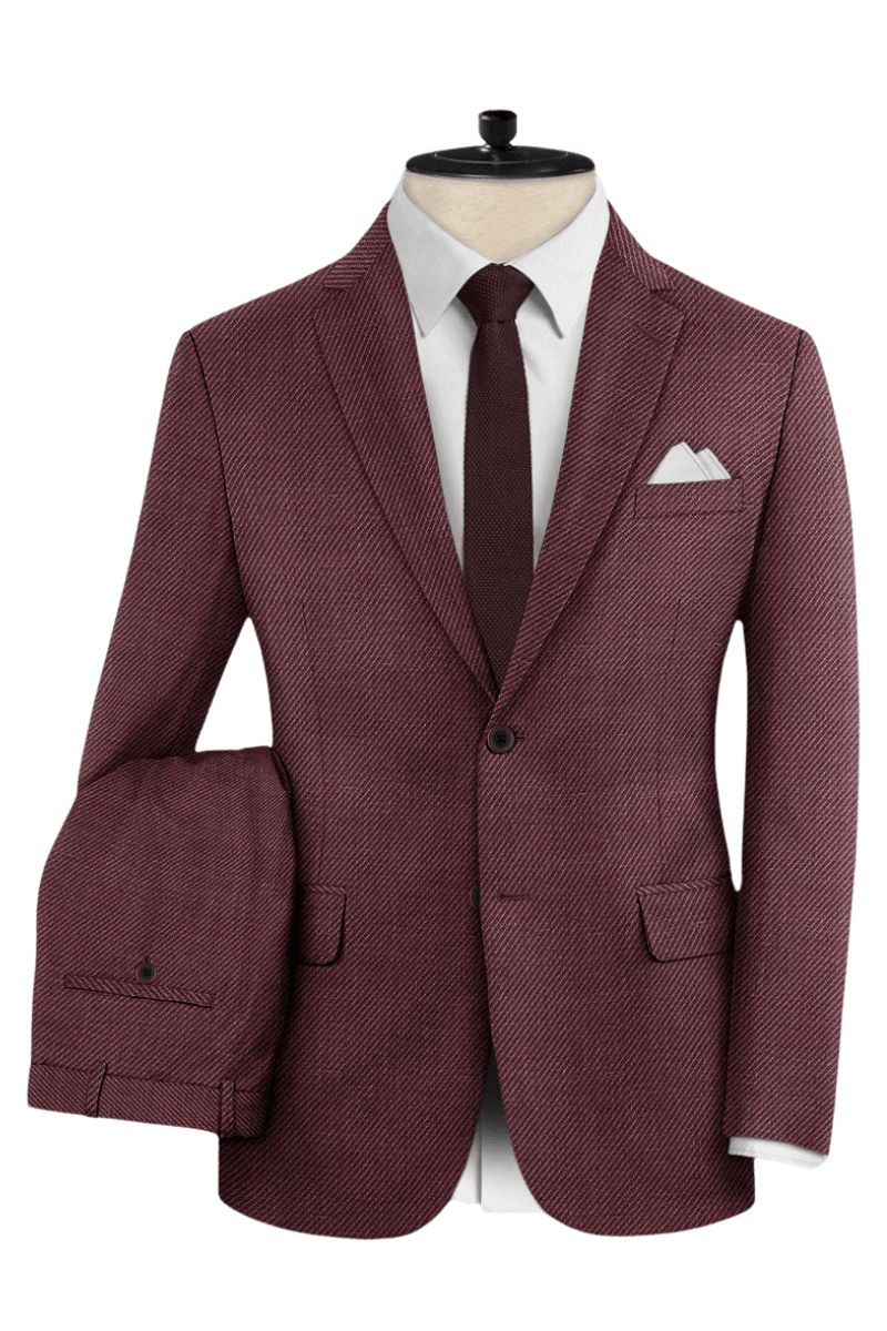 Red Wool Silk Linen Suit