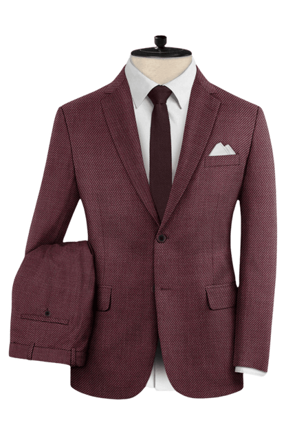 Red Wool Silk Linen Suit