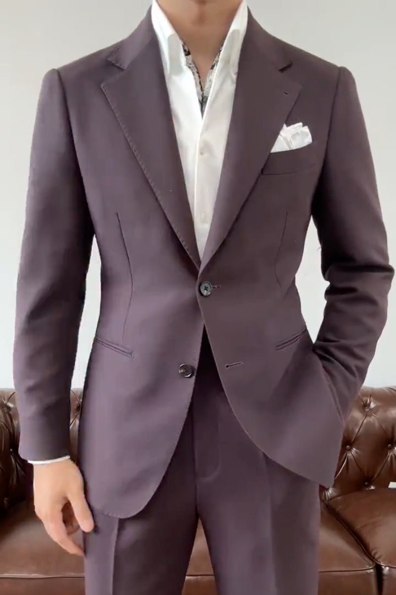 Purple Slim Fit 2 Piece 2 Button Suit