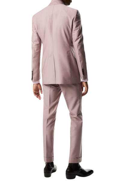 Traje de 2 piezas ajustado de 2 botones en color rosa nude