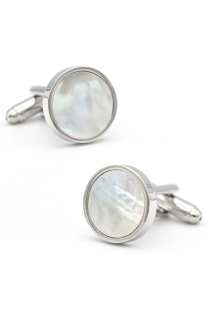 Round Shell Cufflinks In Stainless Steel