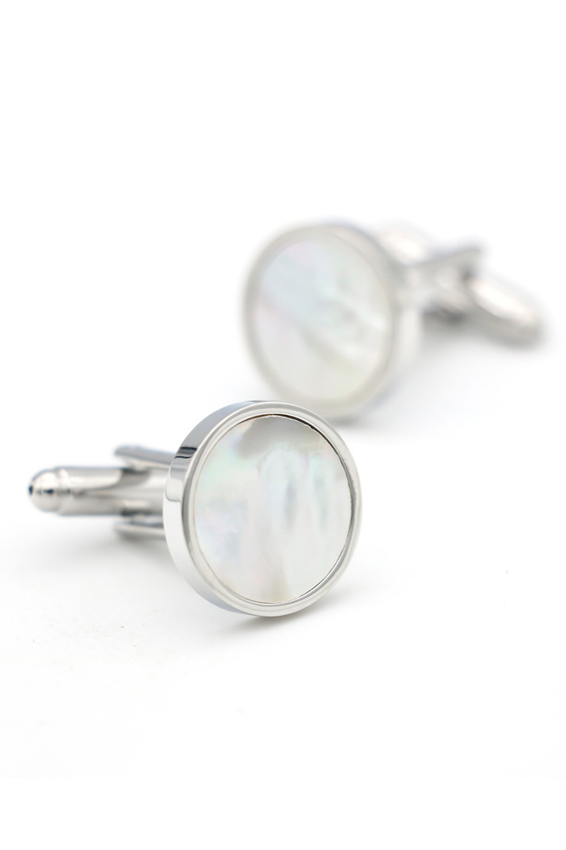 Round Shell Cufflinks In Stainless Steel