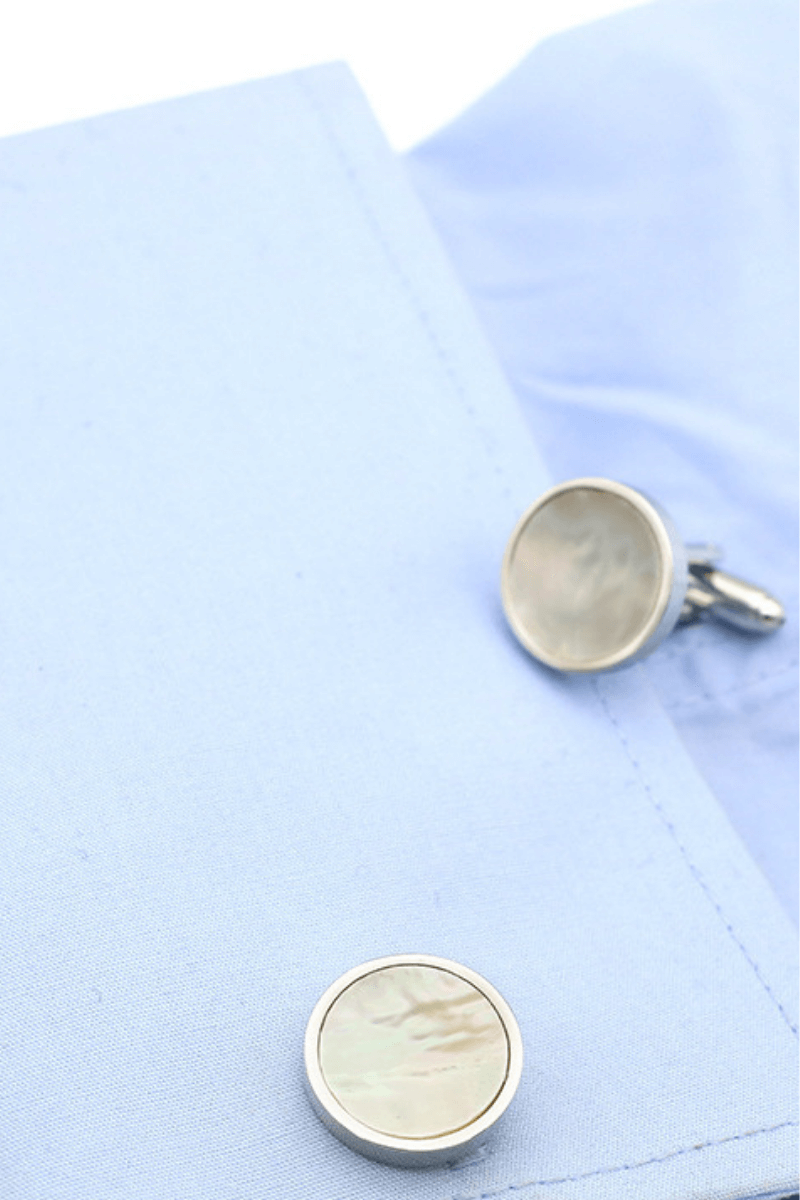 Round Shell Cufflinks In Stainless Steel