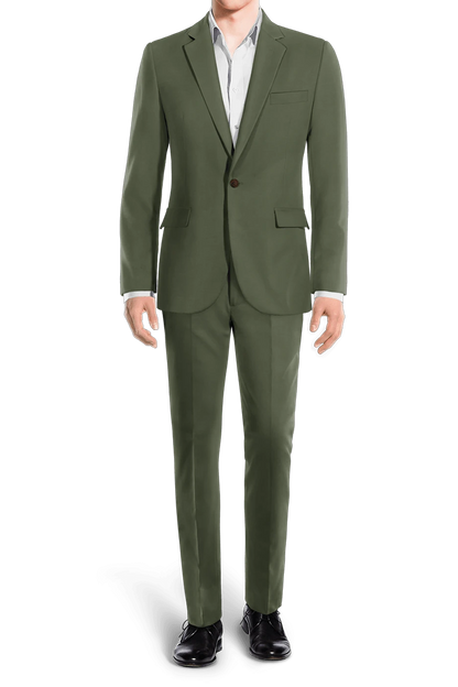 Traje de 2 piezas de corte entallado de 1 botón en color verde salvia