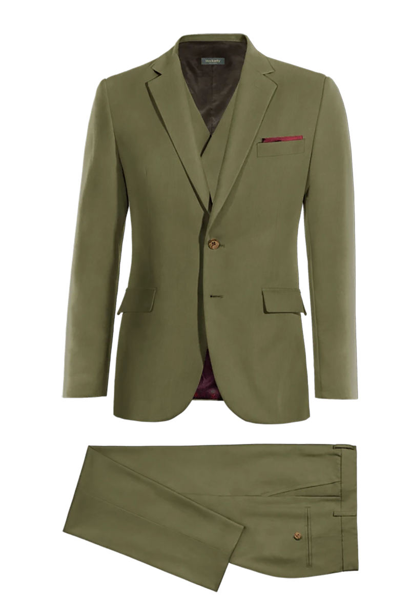 Sage Green Slim fit 3 piece 2-Button Suit