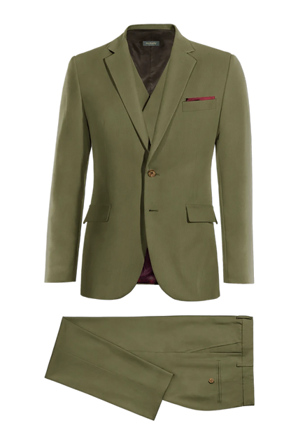 Traje de 2 botones de 3 piezas de corte entallado color verde salvia