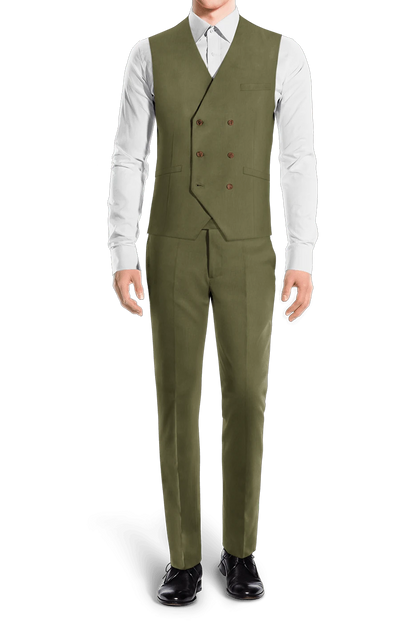 Traje de 2 botones de 3 piezas de corte entallado color verde salvia