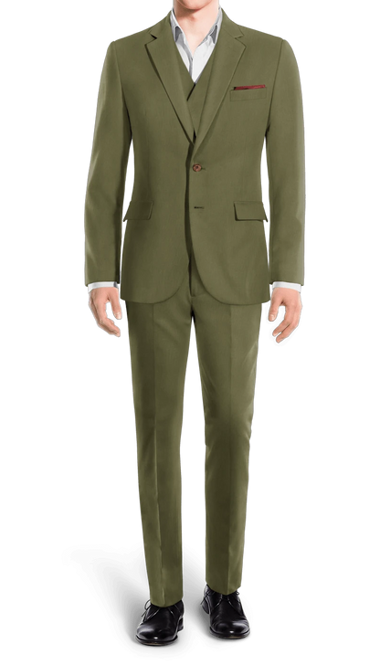 Traje de 2 botones de 3 piezas de corte entallado color verde salvia