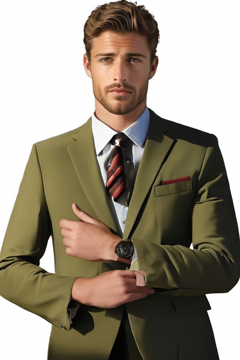 Sage Green Slim fit 3 piece 2-Button Suit