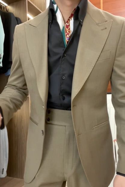 Sandy Yellow Regular fit 2 piece 2-Button Suit