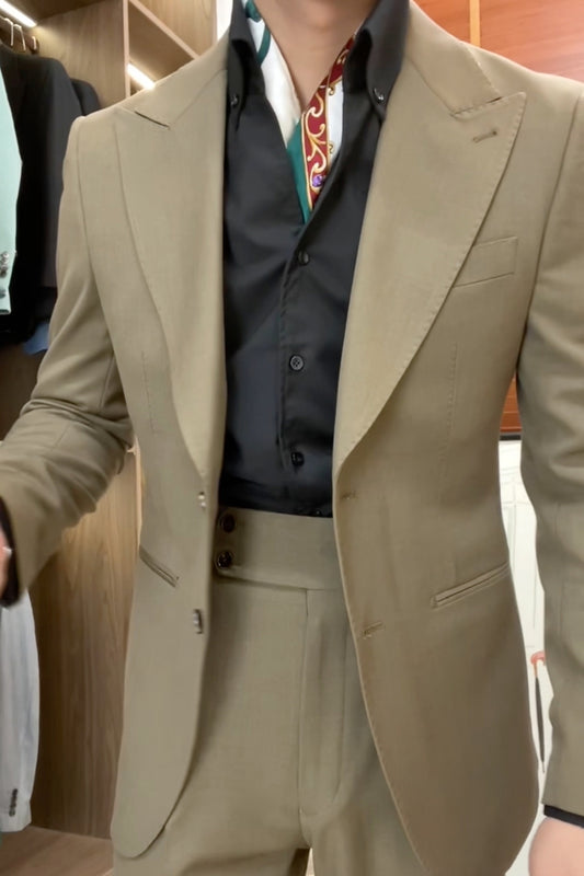 Sandy Yellow Regular fit 2 piece 2-Button Suit