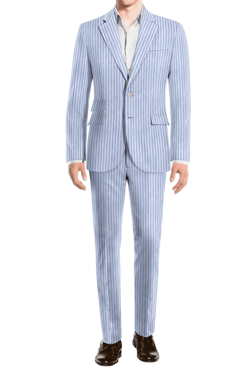 Sky Blue Slim Fit Pinstripe 2 Piece 2 Button Suit