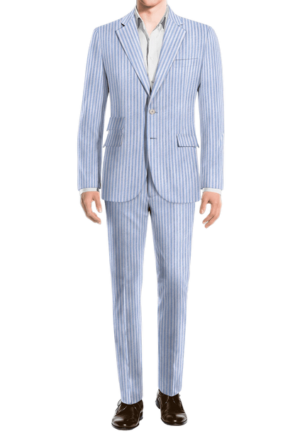 Sky Blue Slim Fit Pinstripe 2 Piece 2 Button Suit