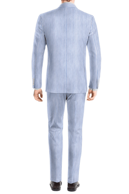 Sky Blue Slim Fit Pinstripe 2 Piece 2 Button Suit
