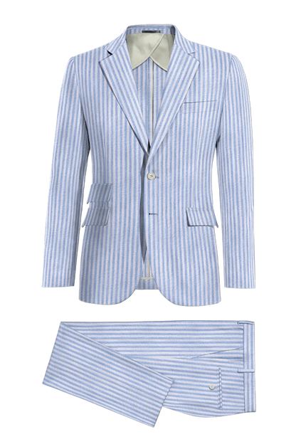Sky Blue Slim Fit Pinstripe 2 Piece 2 Button Suit