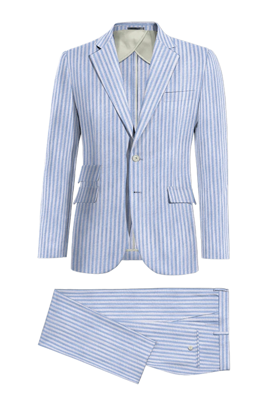 Sky Blue Slim Fit Pinstripe 2 Piece 2 Button Suit