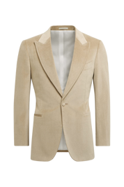 Veste boutonnée en coton beige à 1 bouton et revers en pointe