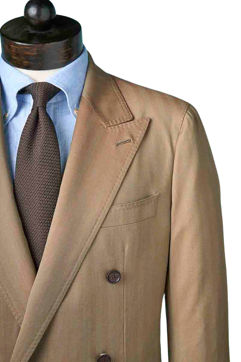 Tan Herringbone Double Breast Suit