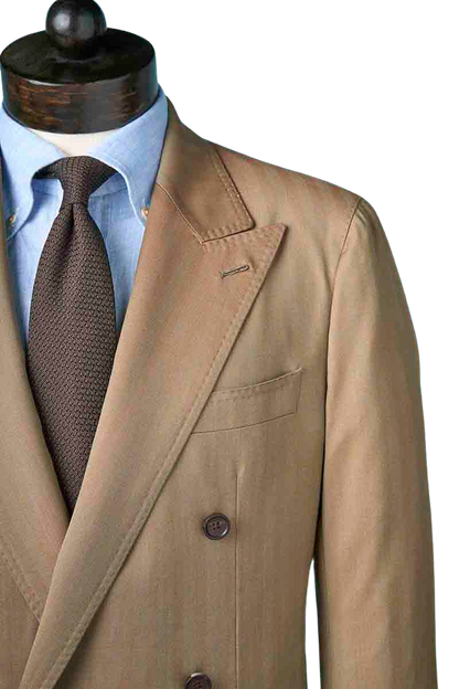 Tan Herringbone Double Breast Suit