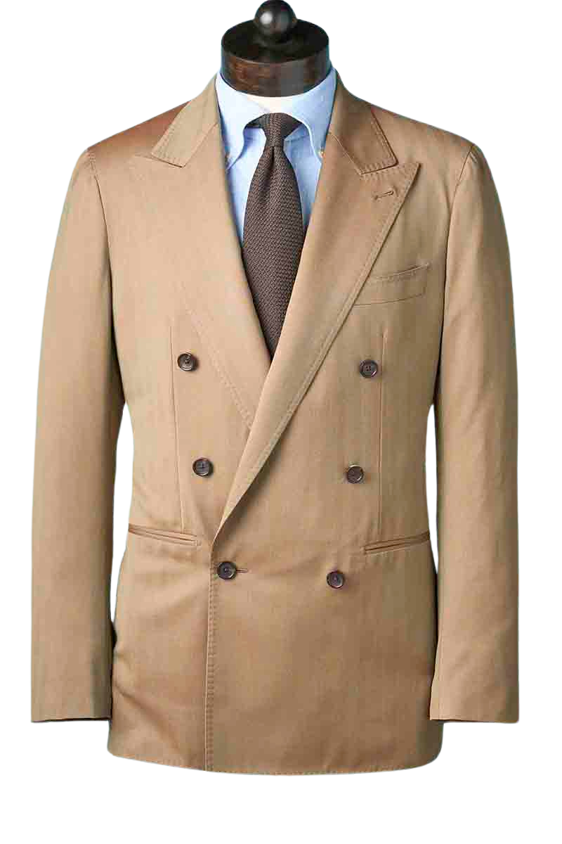 Tan Herringbone Double Breast Suit