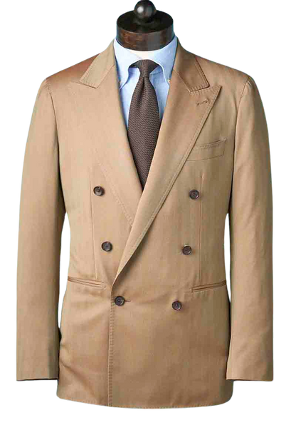 Tan Herringbone Double Breast Suit