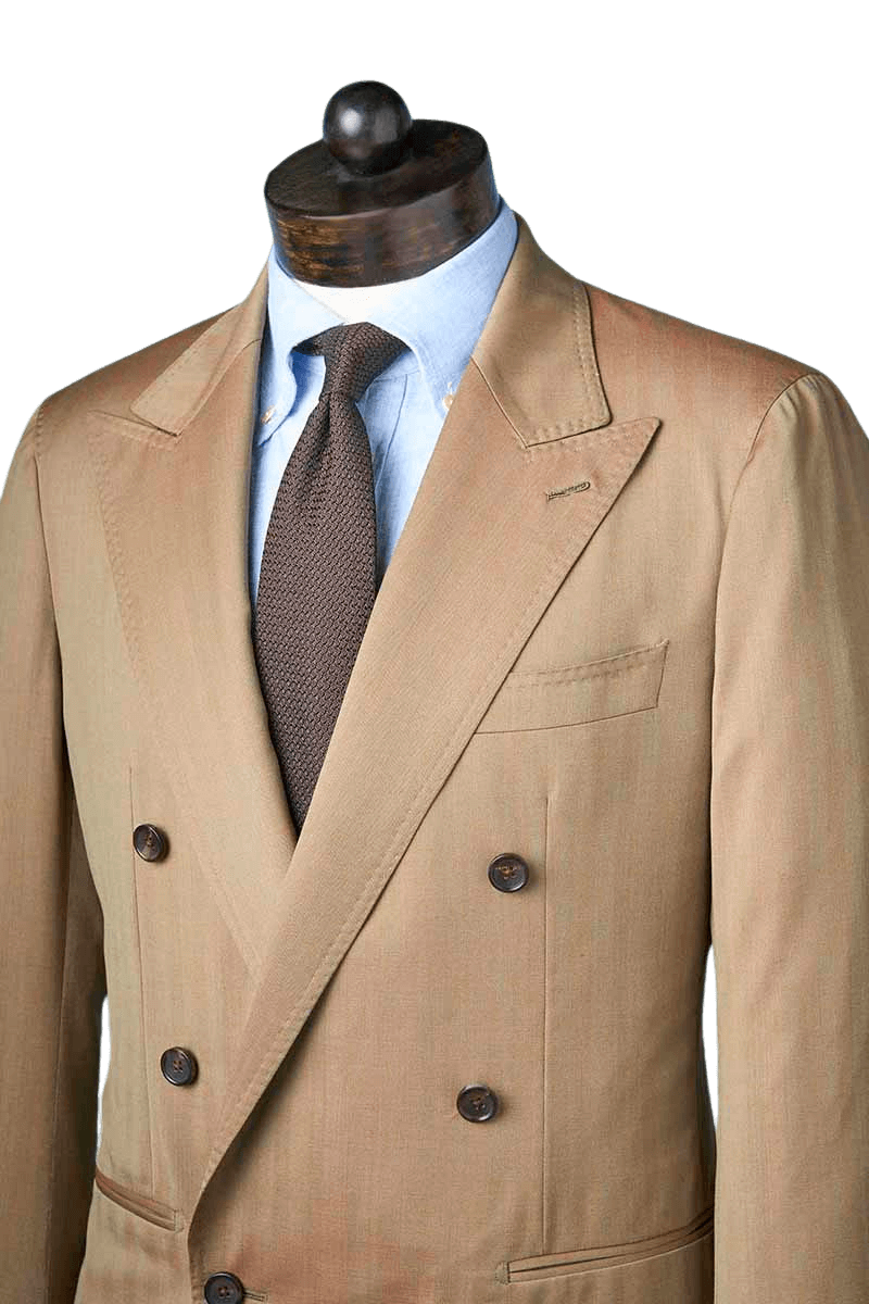 Tan Herringbone Double Breast Suit